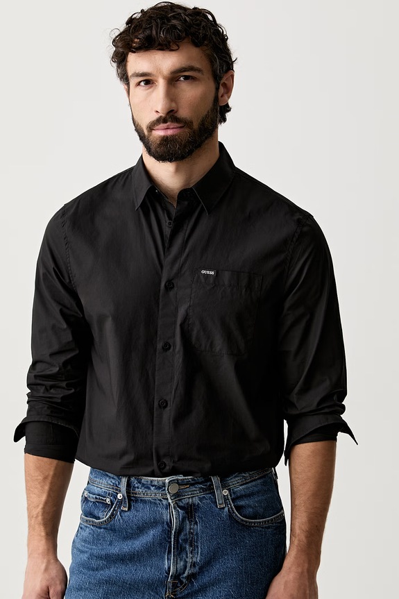Guess koszula męska bawełniana czarny M6YH14.W2736