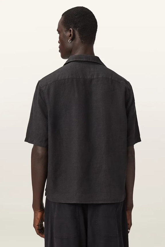 AllSaints koszula męska lniana KLAVICLE M113SE czarny AW26