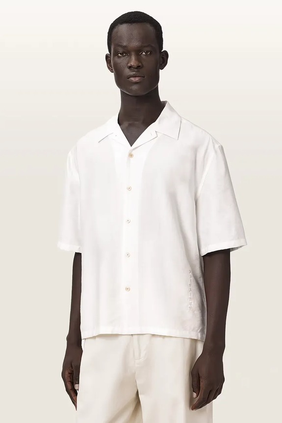AllSaints cămașă pentru bărbați, cu vâscoză PURLEY alb M062SE