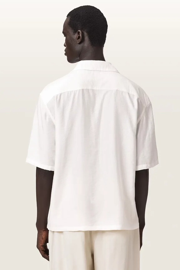 AllSaints cămașă pentru bărbați, cu vâscoză PURLEY M062SE alb AW26