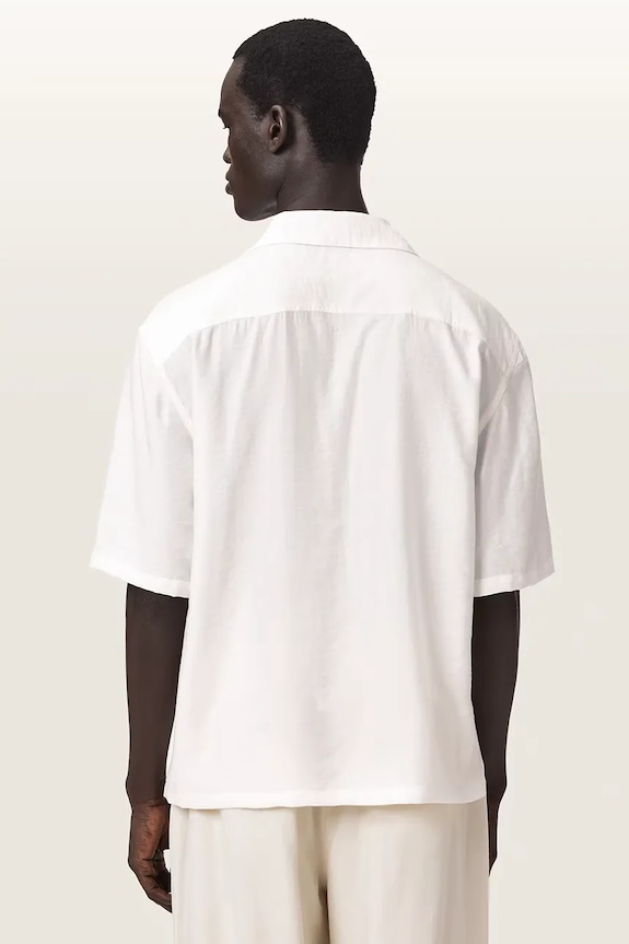 AllSaints cămașă pentru bărbați, cu vâscoză PURLEY M062SE alb AW26