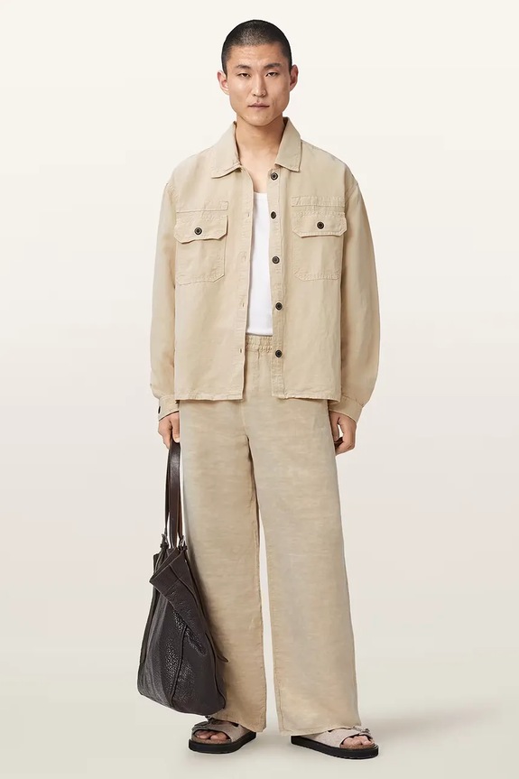 Îmbrăcăminte AllSaints cămașă pentru bărbați, cu in KORTEN M062OE bej