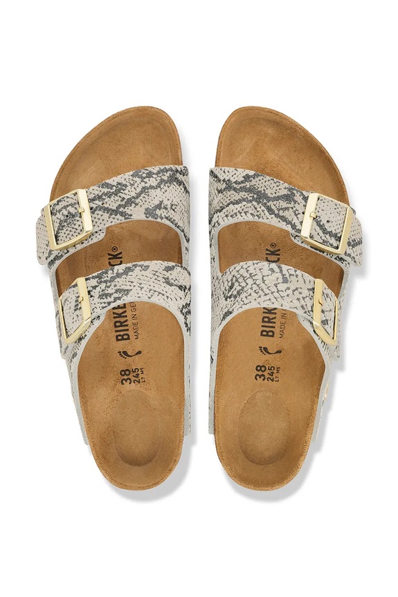 Obuv Birkenstock šľapky dámske semišové Arizona Suede Leather Snake 1033065 béžová