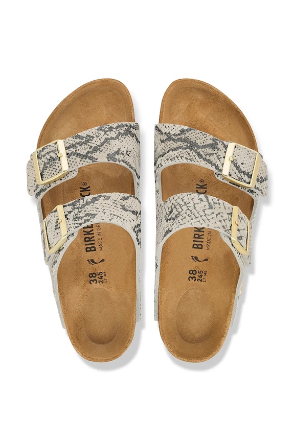 Obuv Birkenstock šľapky dámske semišové Arizona Suede Leather Snake 1033065 béžová