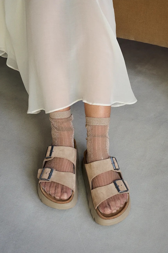 Birkenstock šľapky dámske semišové Arizona Chunky Suede Leather béžová 1032996