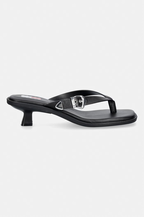 Tommy Jeans japanke za žene od kože TJW KITTEN HEEL LEATHER SANDALS EN0EN03154 crna AW26