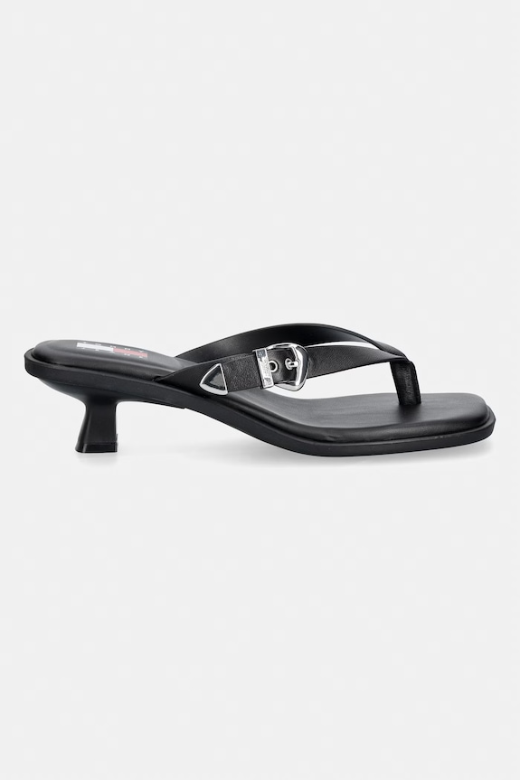 Tommy Jeans japanke za žene od kože TJW KITTEN HEEL LEATHER SANDALS EN0EN03154 crna AW26