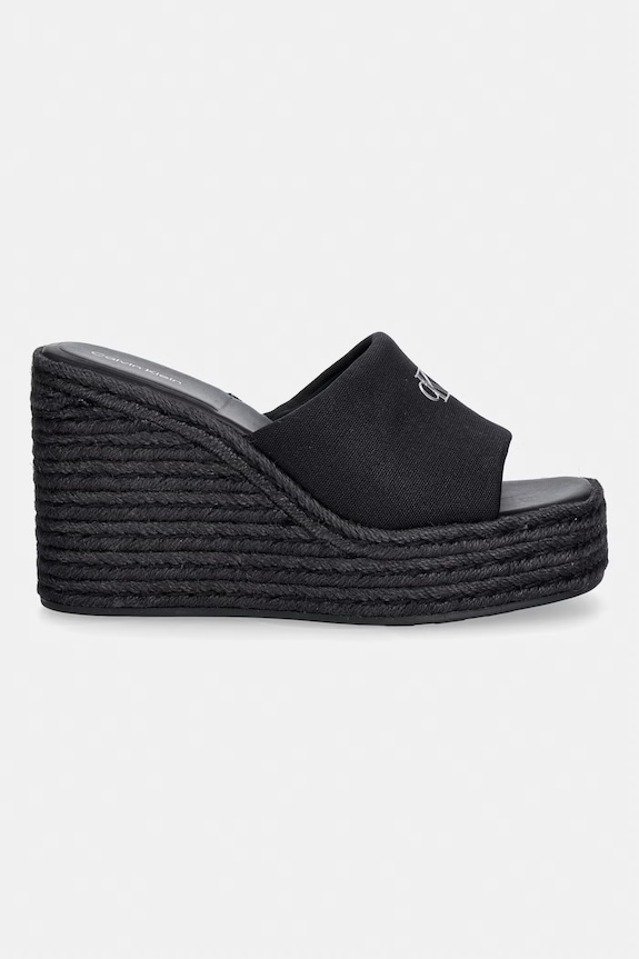 Calvin Klein klapki damskie WEDGE ESPAD 70 CANVAS MG HW0HW03282.0GJ czarny AW26