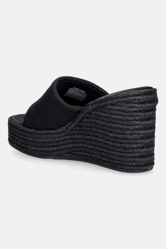 Obuwie Calvin Klein klapki damskie WEDGE ESPAD 70 CANVAS MG HW0HW03282.0GJ czarny