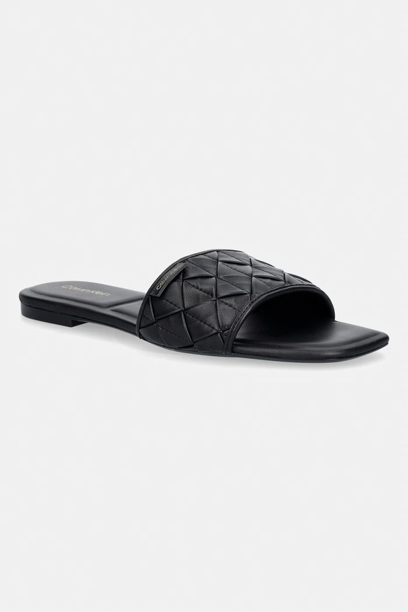 Calvin Klein SQUARE FLAT SNDL WOVEN LTH czarny HW0HW03268.0GJ