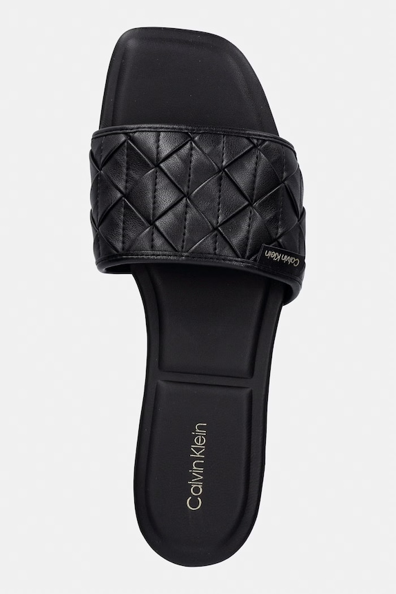 Calvin Klein SQUARE FLAT SNDL WOVEN LTH czarny HW0HW03268.0GJ