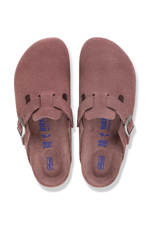Obuv Birkenstock šľapky so zakrytými prstami semišové Boston Soft Footbed Suede Leather 1033089. ružová