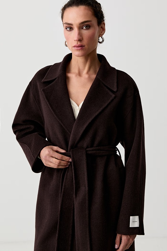 Calvin Klein kabát dámsky s vlnou hnedá LV044G509G