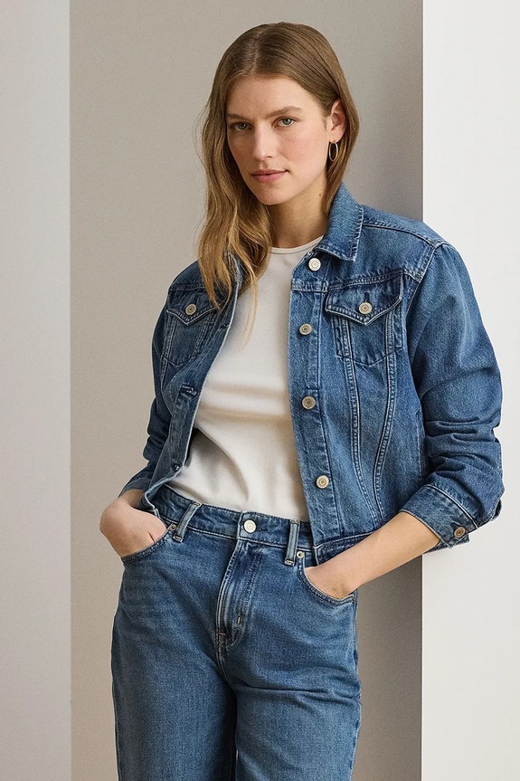 Lauren Ralph Lauren bunda dámska rifľová modrá 200P14154