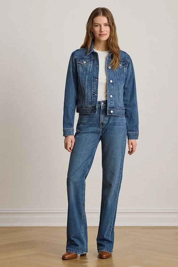 Oblečenie Lauren Ralph Lauren bunda dámska rifľová 200P14154 modrá