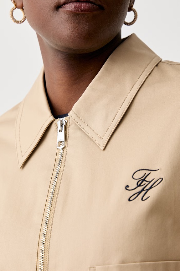 Tommy Hilfiger prechodná bunda dámska bavlnená s elastanom WW0WW50144
