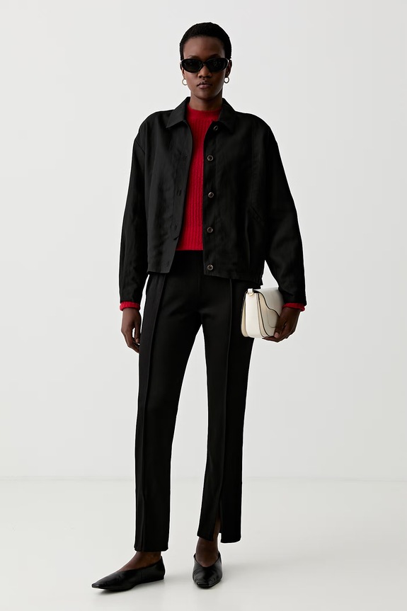 Tommy Hilfiger яке тип риза дамско с добавен лен WW0WW50095 черен AW26