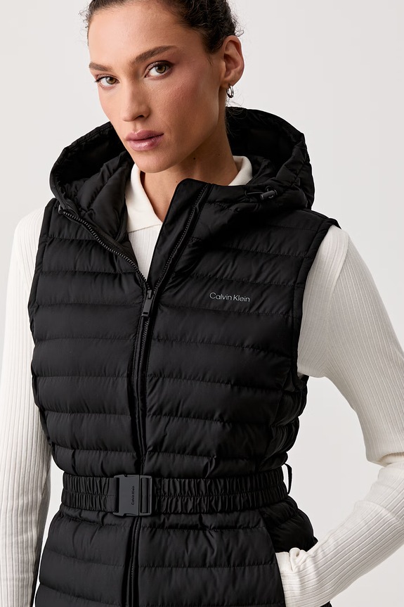 Calvin Klein prsluk s kapuljačom za žene crna LV044G513G