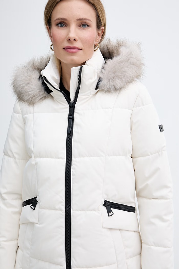 DKNY długa kurtka damska beżowy DLEMPN25