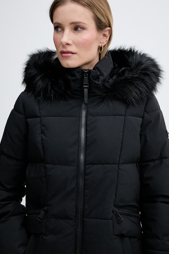 DKNY długa kurtka damska czarny DLEMPN25