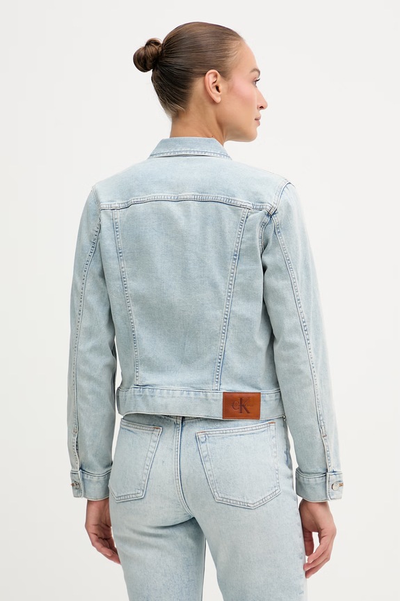 Дрехи Calvin Klein Jeans дънково яке дамско с памук LV047G925G син