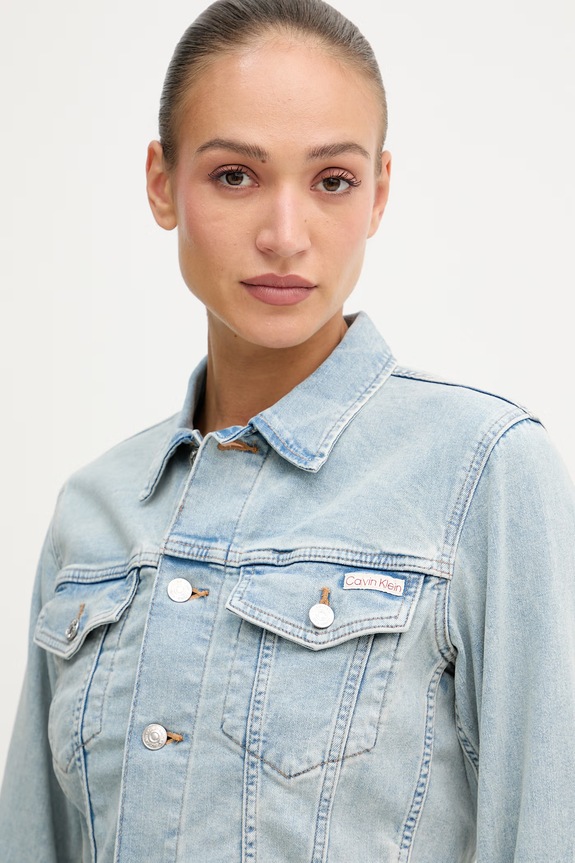 Calvin Klein Jeans дънково яке дамско с памук син LV047G925G