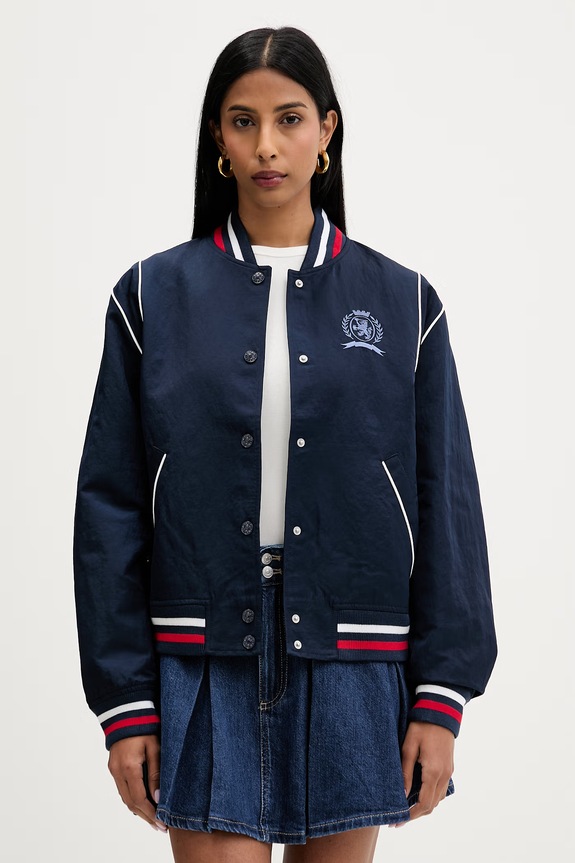Tommy Jeans яке бомбър дамско тъмносин DW0DW22919