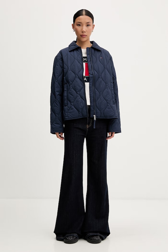 Tommy Jeans μεταβατικό μπουφάν γυναικείο DW0DW22909 σκούρο μπλε AW26