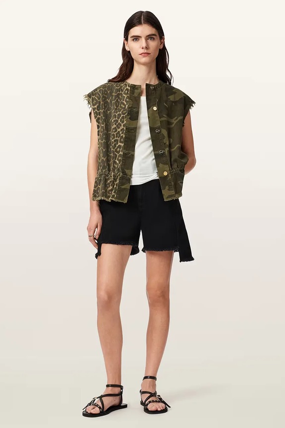 AllSaints vestă pentru femei, din bumbac SOFI verde W136PE