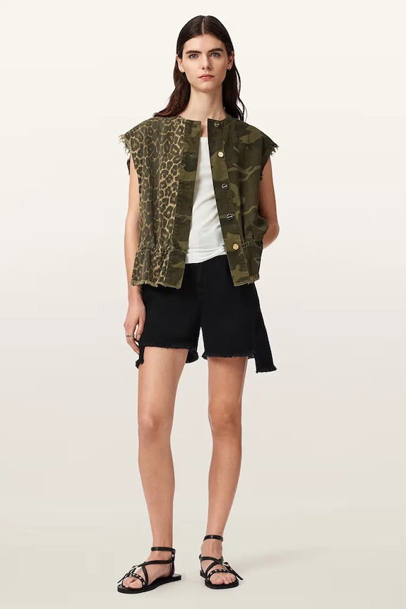 AllSaints vestă pentru femei, din bumbac SOFI verde W136PE