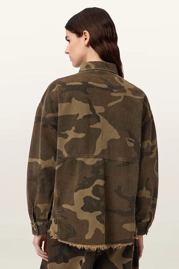 AllSaints košilová bunda dámská bavlněná HETTIE W120PA zelená AW26