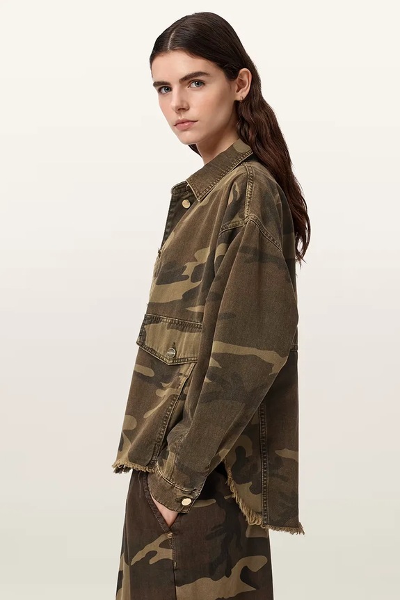 AllSaints košilová bunda dámská bavlněná HETTIE W120PA zelená