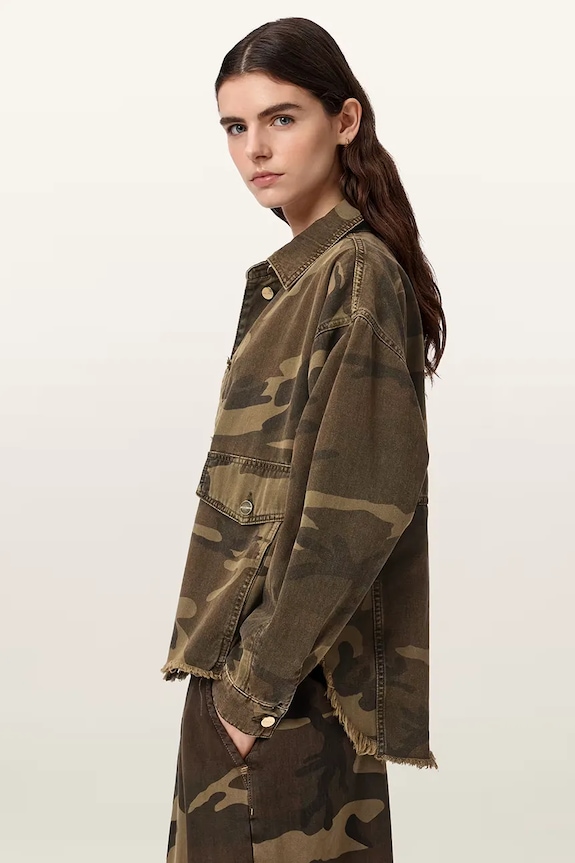 AllSaints košilová bunda dámská bavlněná HETTIE W120PA zelená