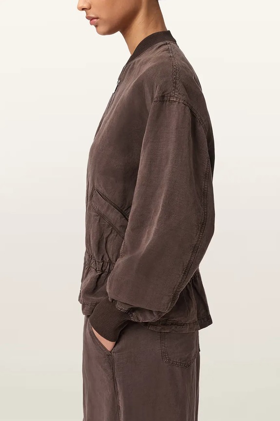 AllSaints bunda bomber dámska s ľanom SOFI W071OE