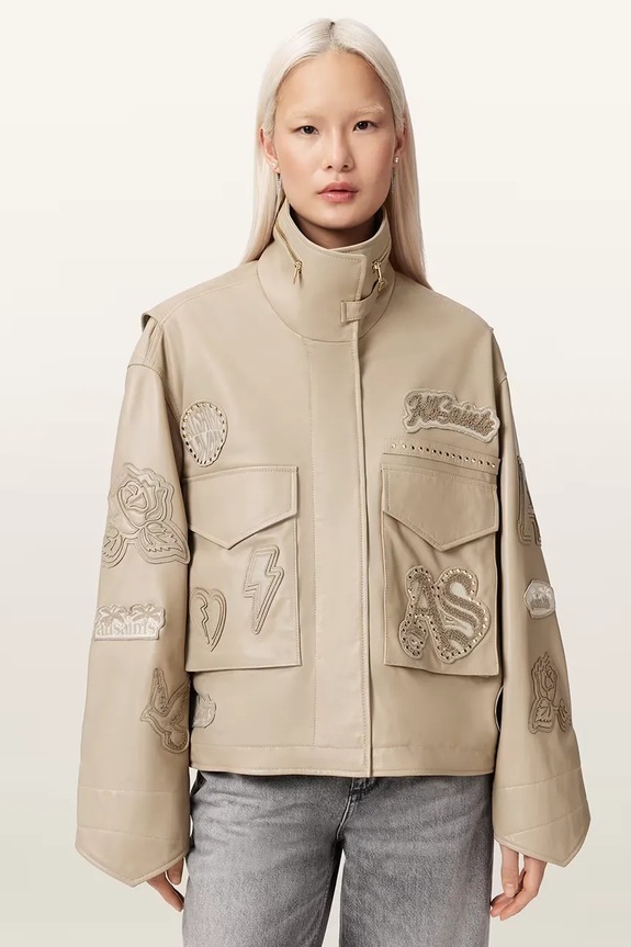 AllSaints skórzana damska CLAY beżowy W078LE
