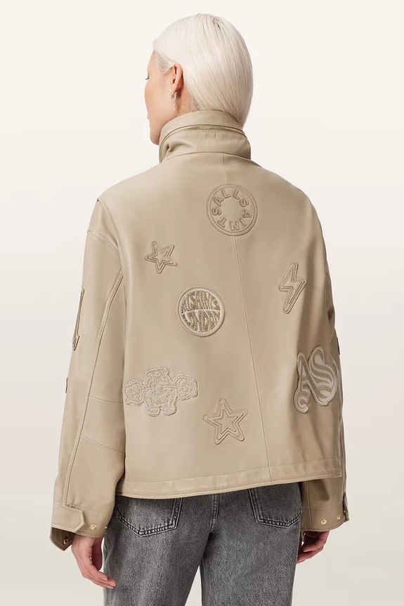 AllSaints skórzana damska CLAY W078LE beżowy AW26