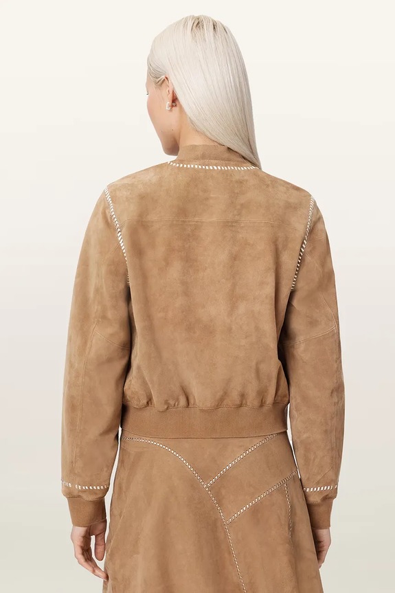 AllSaints bomberka damska zamszowa ORTEN W077LE beżowy AW26