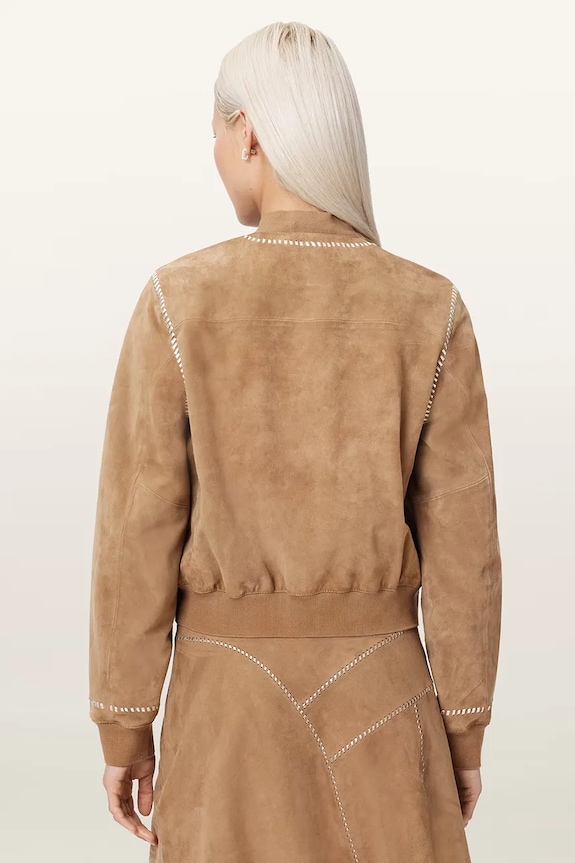 AllSaints bomberka damska zamszowa ORTEN W077LE beżowy AW26