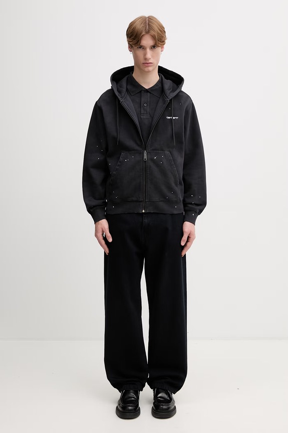 Carhartt WIP Hooded Painter bluza rozpinana z kapturem bawełniana męska I036913 czarny