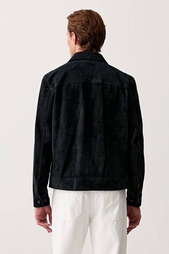 Odzież rag & bone kurtka przejściowa męska zamszowa RV4M26P0MSD granatowy