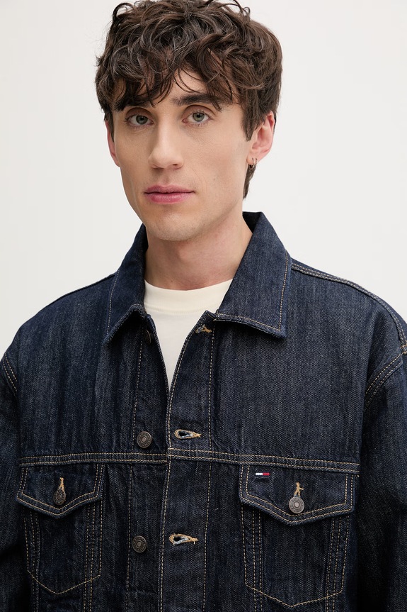 Tommy Jeans jakna u stilu košulje za muškarce traper mornarsko plava DM0DM23328