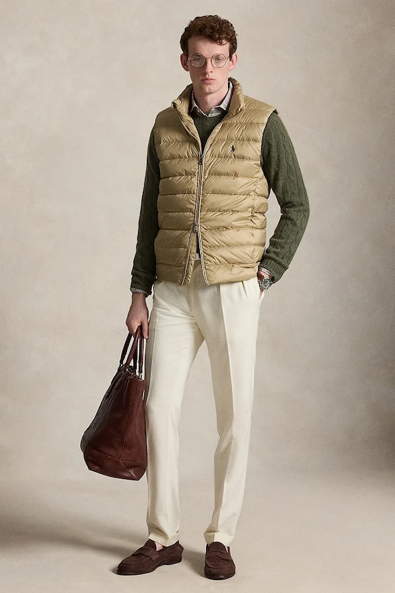 Odzież Polo Ralph Lauren bezrękawnik męski 710B20425 beżowy