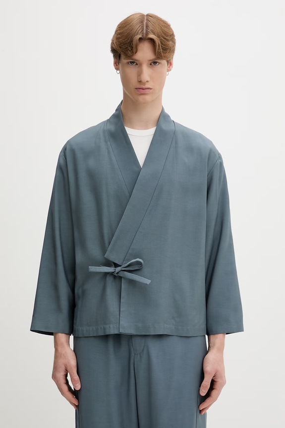Kenzo sako pánské s příměsí vlny modrá FG65VE1409TX