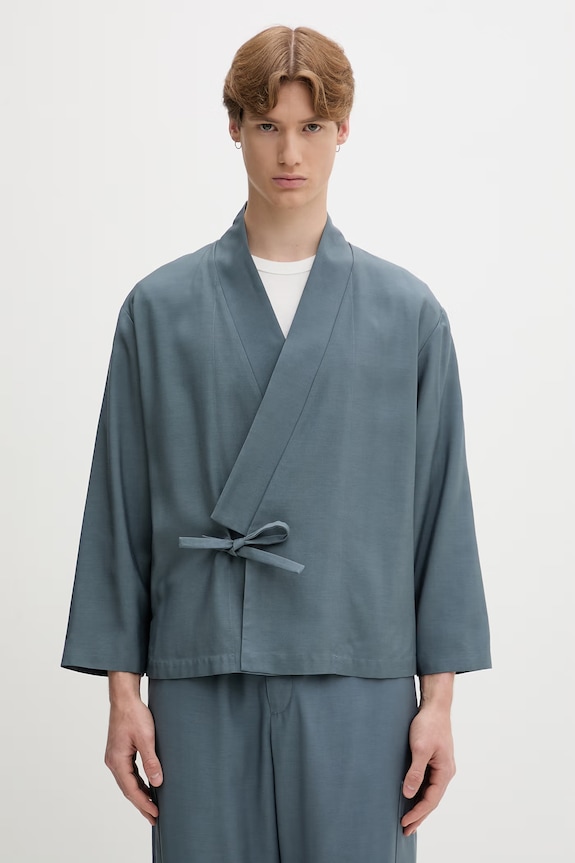 Kenzo sako pánské s příměsí vlny modrá FG65VE1409TX