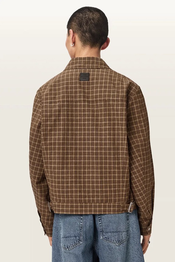 AllSaints kurtka przejściowa męska z lnem LAKESHAW M030OE brązowy AW26