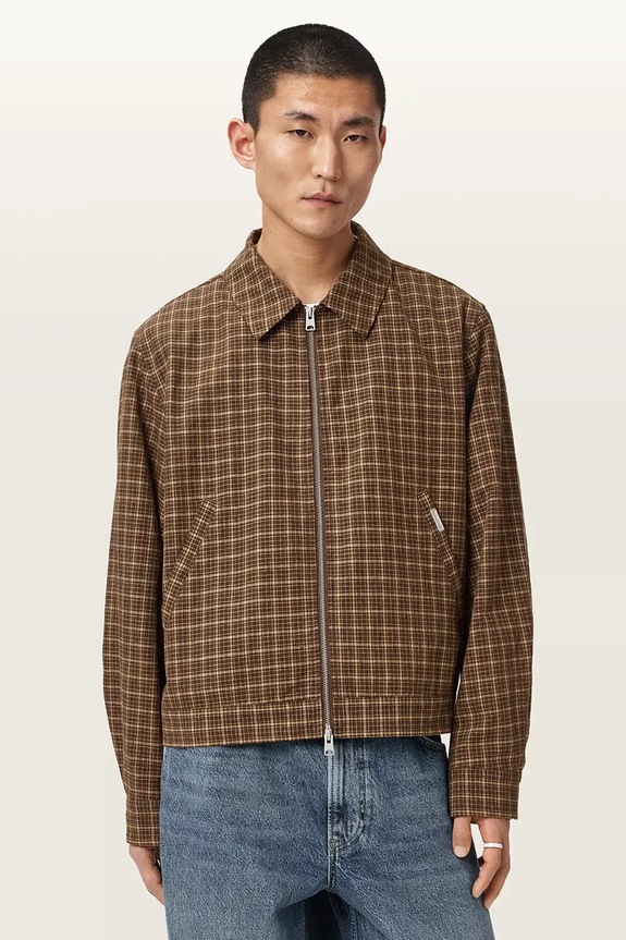 AllSaints kurtka przejściowa męska z lnem LAKESHAW brązowy M030OE