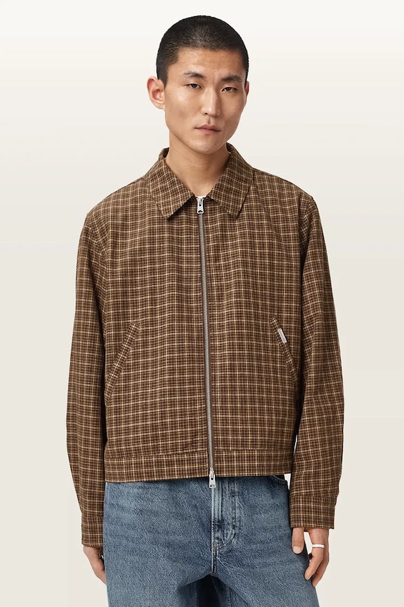 AllSaints kurtka przejściowa męska z lnem LAKESHAW brązowy M030OE