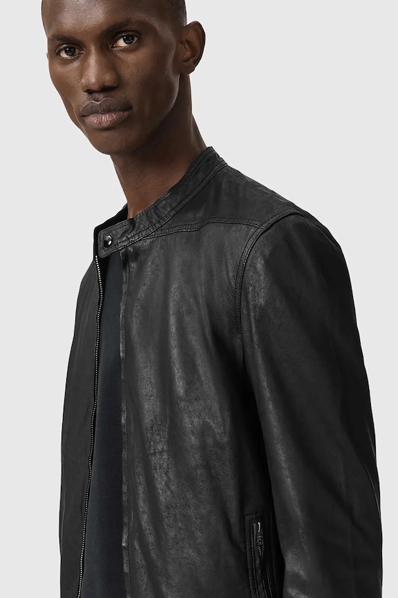 AllSaints jachetă pentru bărbați, din piele COLT M084LB negru