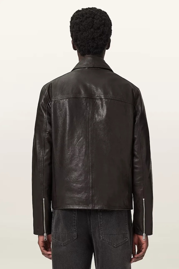 AllSaints kurtka przejściowa męska skórzana TUNE M042LE brązowy AW26