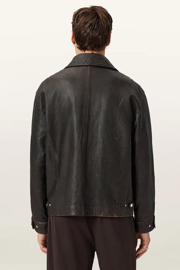 AllSaints kurtka męska skórzana STARDAY M026LE szary AW26